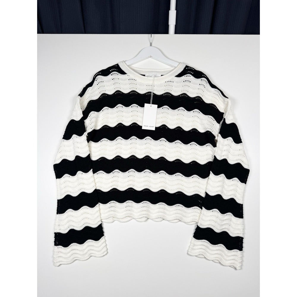 NEW $88 - DEAR JOHN Daisy Sweater Striped Black White - Women's Medium